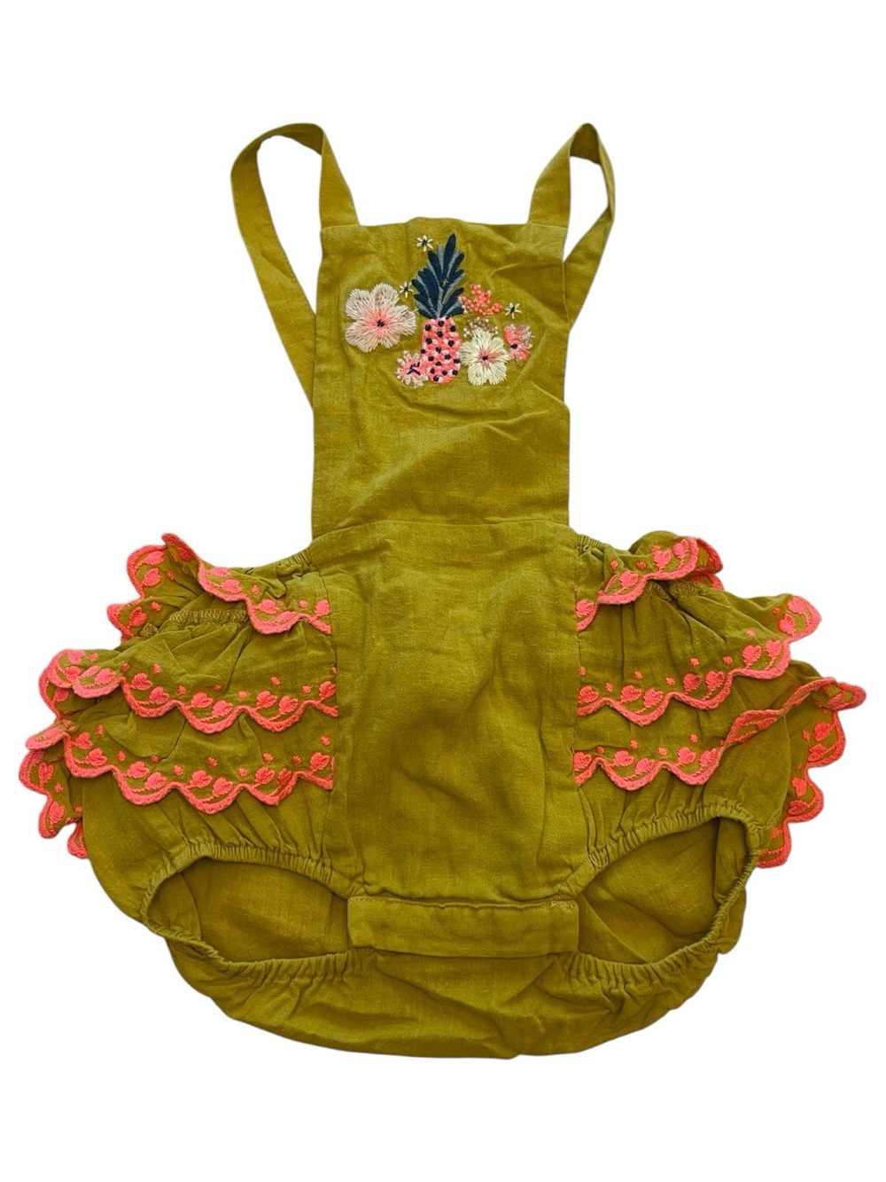 Louise Misha Girls Embroidered Ruffle Bubble Romper 18m
